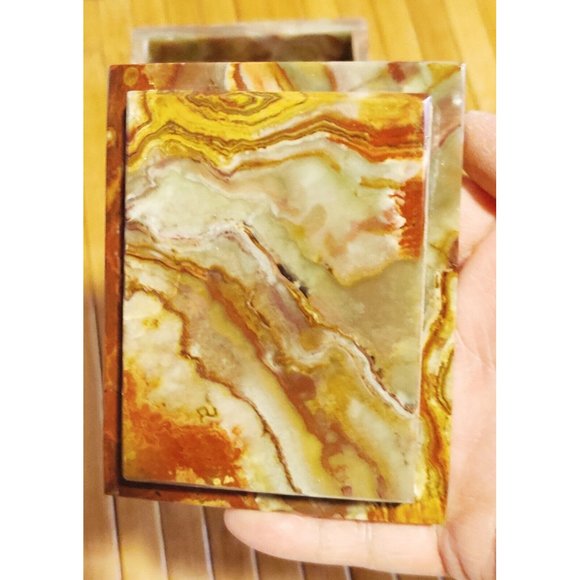 Vtg 1985 EDNA HIBEL Mother And Child Blood Stone Marble Artwork Trinket Box 3x4" - Picture 5 of 11